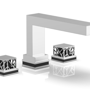 Phylrich JOLIE Deck Tub Set – Square Handles with “Black” Accents 222-41 – Polished Chrome