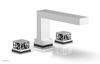 Phylrich JOLIE Deck Tub Set - Square Handles with "Black" Accents 222-41 - Polished Chrome