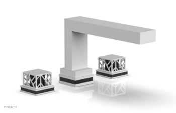 Phylrich JOLIE Deck Tub Set - Square Handles with "Black" Accents 222-41 - Satin White