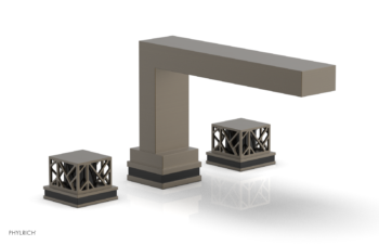 Phylrich JOLIE Deck Tub Set - Square Handles with "Black" Accents 222-41 - Architectural Bronze