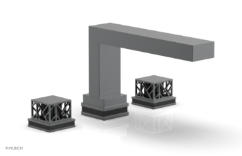 Phylrich JOLIE Deck Tub Set - Square Handles with "Black" Accents 222-41 - Gun Metal