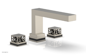 Phylrich JOLIE Deck Tub Set - Square Handles with "Black" Accents 222-41 - Polished Nickel