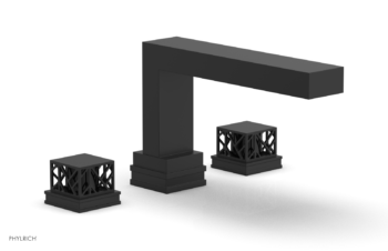 Phylrich JOLIE Deck Tub Set - Square Handles with "Black" Accents 222-41 - Matte Black