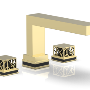 Phylrich JOLIE Deck Tub Set – Square Handles with “Black” Accents 222-41 – Polished Brass