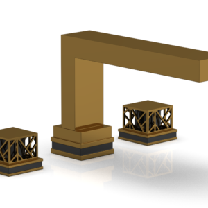 Phylrich JOLIE Deck Tub Set – Square Handles with “Black” Accents 222-41 – French Brass