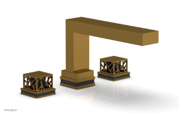 Phylrich JOLIE Deck Tub Set - Square Handles with "Black" Accents 222-41 - French Brass