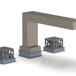 Phylrich JOLIE Deck Tub Set – Square Handles with “Light Blue” Accents 222-41 – Pewter