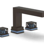 Phylrich JOLIE Deck Tub Set - Square Handles with "Light Blue" Accents 222-41 - Antique Bronze