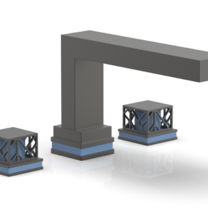 Phylrich JOLIE Deck Tub Set – Square Handles with “Light Blue” Accents 222-41 – Oil Rubbed Bronze