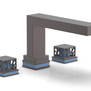 Phylrich JOLIE Deck Tub Set – Square Handles with “Light Blue” Accents 222-41 – Weathered Copper