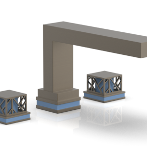 Phylrich JOLIE Deck Tub Set – Square Handles with “Light Blue” Accents 222-41 – Architectural Bronze