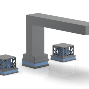 Phylrich JOLIE Deck Tub Set – Square Handles with “Light Blue” Accents 222-41 – Gun Metal