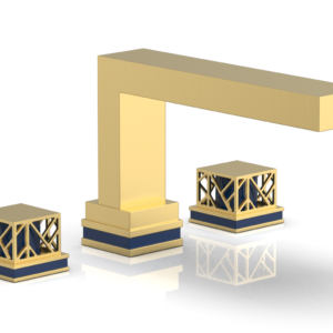 Phylrich JOLIE Deck Tub Set – Square Handles with “Navy Blue” Accents 222-41 – Burnished Gold