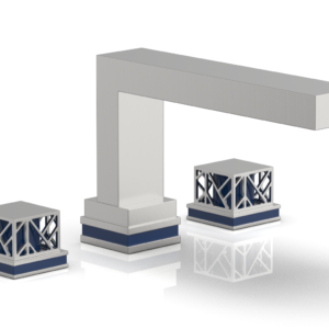 Phylrich JOLIE Deck Tub Set – Square Handles with “Navy Blue” Accents 222-41 – Satin Chrome