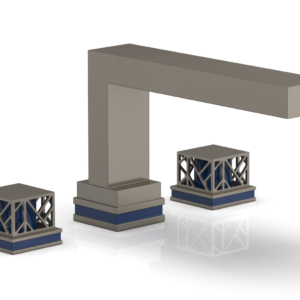 Phylrich JOLIE Deck Tub Set – Square Handles with “Navy Blue” Accents 222-41 – Pewter