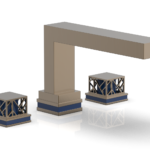 Phylrich JOLIE Deck Tub Set - Square Handles with "Navy Blue" Accents 222-41 - Antique Brass