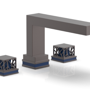 Phylrich JOLIE Deck Tub Set – Square Handles with “Navy Blue” Accents 222-41 – Weathered Copper