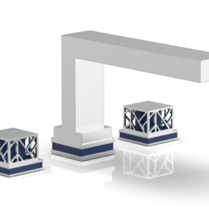 Phylrich JOLIE Deck Tub Set – Square Handles with “Navy Blue” Accents 222-41 – Polished Chrome