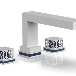 Phylrich JOLIE Deck Tub Set – Square Handles with “Navy Blue” Accents 222-41 – Satin White