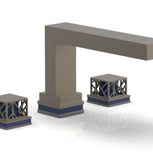 Phylrich JOLIE Deck Tub Set – Square Handles with “Navy Blue” Accents 222-41 – Architectural Bronze