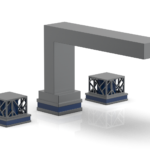 Phylrich JOLIE Deck Tub Set - Square Handles with "Navy Blue" Accents 222-41 - Gun Metal