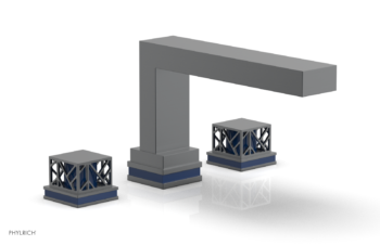 Phylrich JOLIE Deck Tub Set - Square Handles with "Navy Blue" Accents 222-41 - Gun Metal