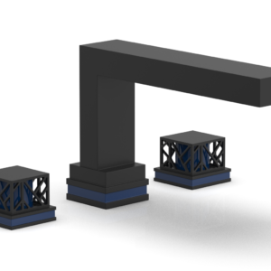 Phylrich JOLIE Deck Tub Set – Square Handles with “Navy Blue” Accents 222-41 – Matte Black