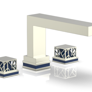 Phylrich JOLIE Deck Tub Set – Square Handles with “Navy Blue” Accents 222-41 – Satin Nickel