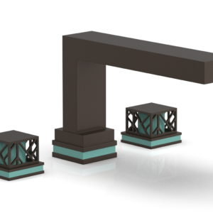 Phylrich JOLIE Deck Tub Set – Square Handles with “Turquoise” Accents 222-41 – Antique Bronze