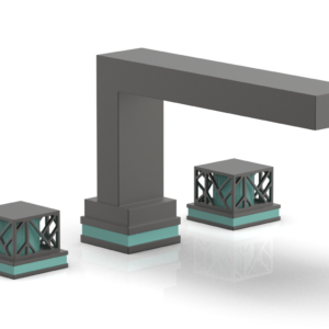 Phylrich JOLIE Deck Tub Set – Square Handles with “Turquoise” Accents 222-41 – Oil Rubbed Bronze