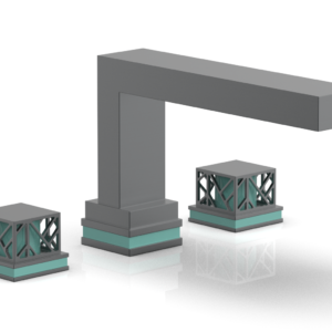 Phylrich JOLIE Deck Tub Set – Square Handles with “Turquoise” Accents 222-41 – Gun Metal