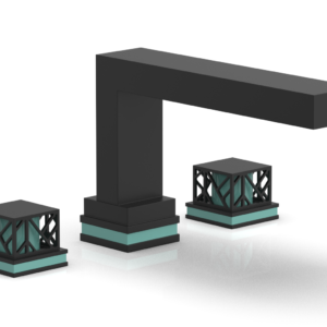 Phylrich JOLIE Deck Tub Set – Square Handles with “Turquoise” Accents 222-41 – Matte Black