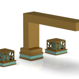 Phylrich JOLIE Deck Tub Set – Square Handles with “Turquoise” Accents 222-41 – French Brass
