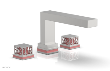 Phylrich JOLIE Deck Tub Set - Square Handles with "Pink" Accents 222-41 - Satin Chrome