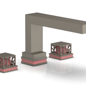 Phylrich JOLIE Deck Tub Set – Square Handles with “Pink” Accents 222-41 – Pewter