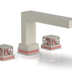 Phylrich JOLIE Deck Tub Set - Square Handles with "Pink" Accents 222-41 - Burnished Nickel