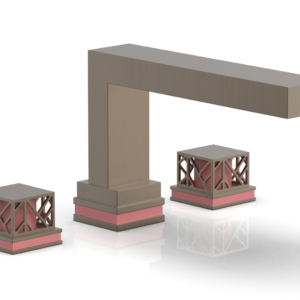 Phylrich JOLIE Deck Tub Set – Square Handles with “Pink” Accents 222-41 – Old English Brass