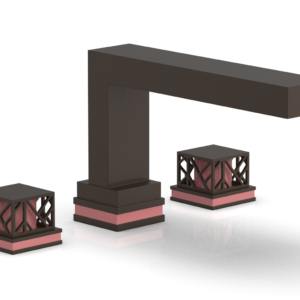 Phylrich JOLIE Deck Tub Set – Square Handles with “Pink” Accents 222-41 – Antique Bronze
