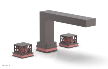 Phylrich JOLIE Deck Tub Set - Square Handles with "Pink" Accents 222-41 - Weathered Copper