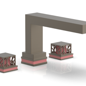 Phylrich JOLIE Deck Tub Set – Square Handles with “Pink” Accents 222-41 – Architectural Bronze
