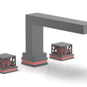 Phylrich JOLIE Deck Tub Set – Square Handles with “Pink” Accents 222-41 – Gun Metal