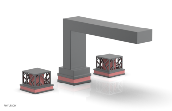 Phylrich JOLIE Deck Tub Set - Square Handles with "Pink" Accents 222-41 - Gun Metal