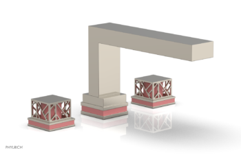 Phylrich JOLIE Deck Tub Set - Square Handles with "Pink" Accents 222-41 - Polished Nickel