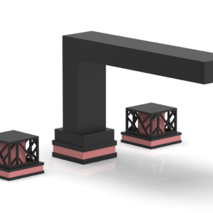 Phylrich JOLIE Deck Tub Set – Square Handles with “Pink” Accents 222-41 – Matte Black