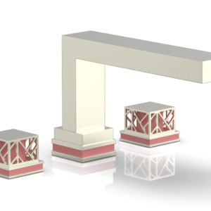 Phylrich JOLIE Deck Tub Set – Square Handles with “Pink” Accents 222-41 – Satin Nickel