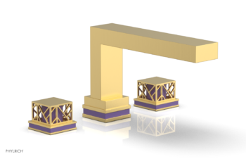 Phylrich JOLIE Deck Tub Set - Square Handles with "Purple" Accents 222-41 - Burnished Gold