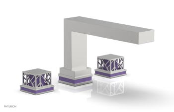 Phylrich JOLIE Deck Tub Set - Square Handles with "Purple" Accents 222-41 - Satin Chrome