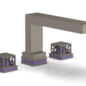 Phylrich JOLIE Deck Tub Set – Square Handles with “Purple” Accents 222-41 – Pewter