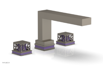 Phylrich JOLIE Deck Tub Set - Square Handles with "Purple" Accents 222-41 - Pewter