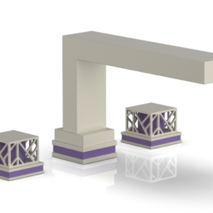 Phylrich JOLIE Deck Tub Set – Square Handles with “Purple” Accents 222-41 – Burnished Nickel